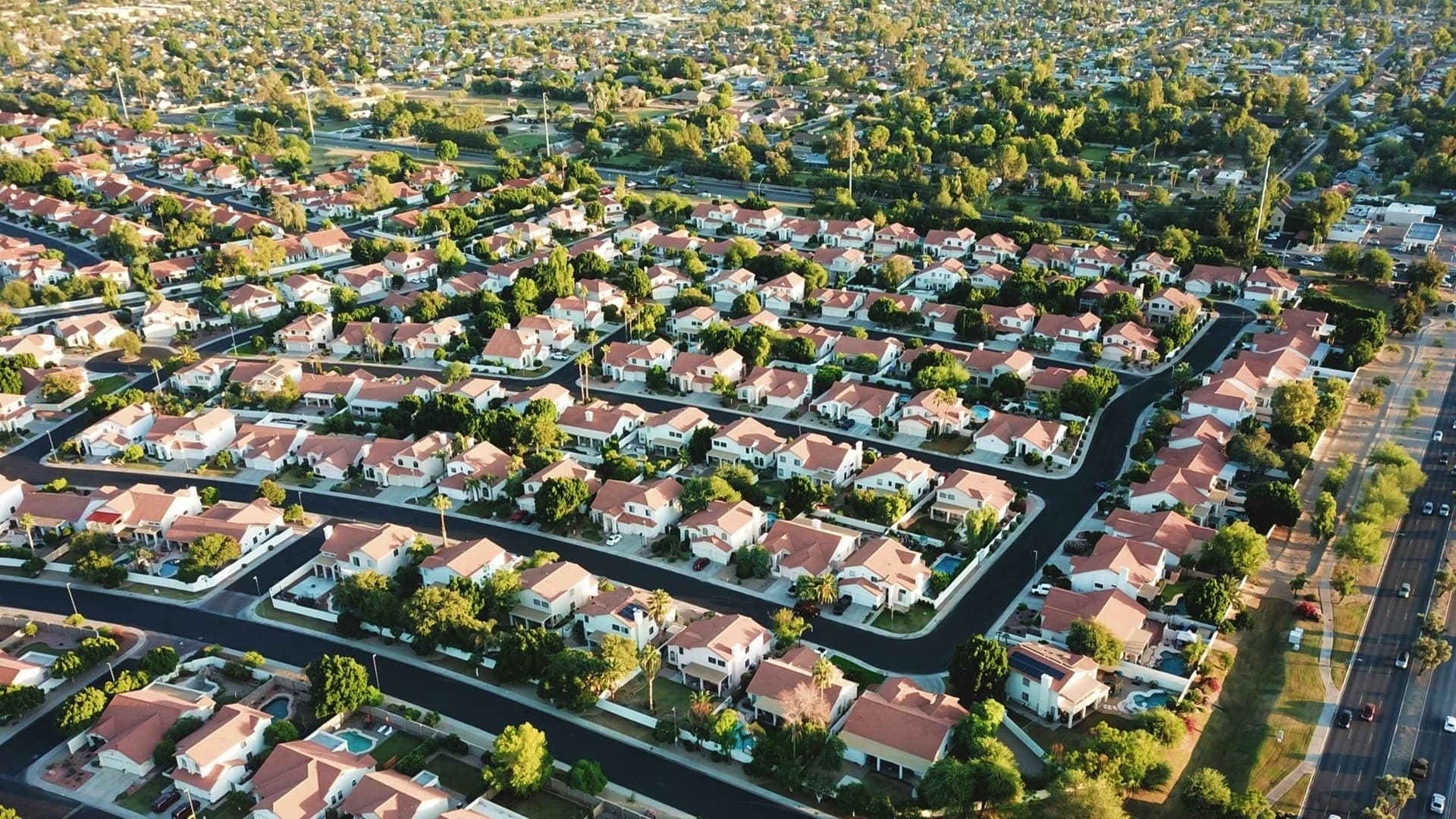 Aerial view of a California residential community